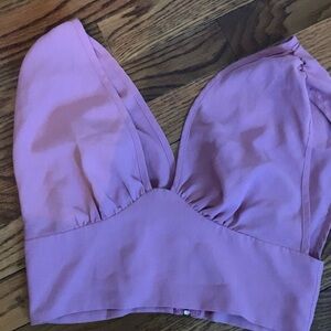Soft Lavender Bralette with Plunging Neckline and Light Padding